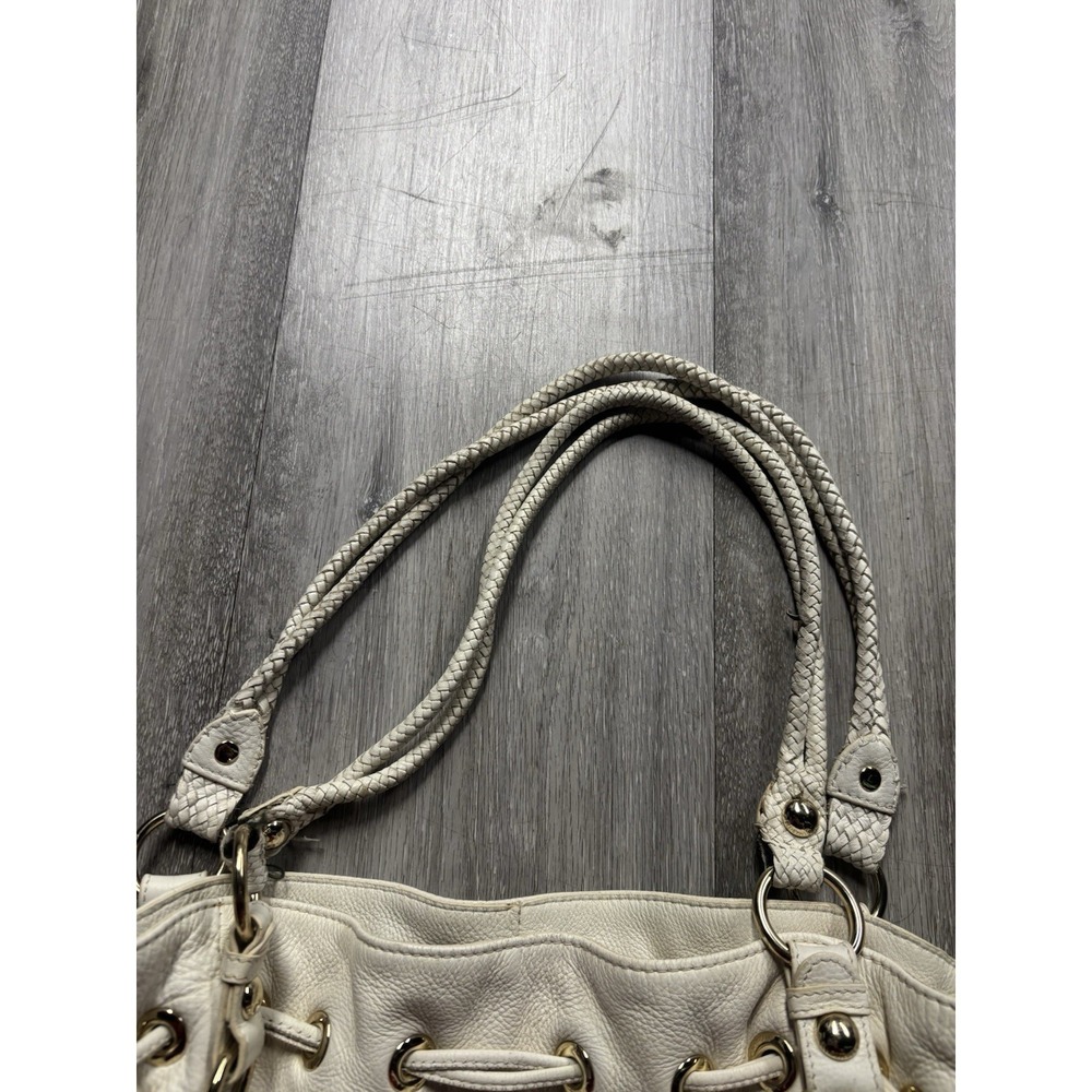 Vintage Elliott Lucca Leather White Top Handle Tassel Purse - Picture 5 of 8